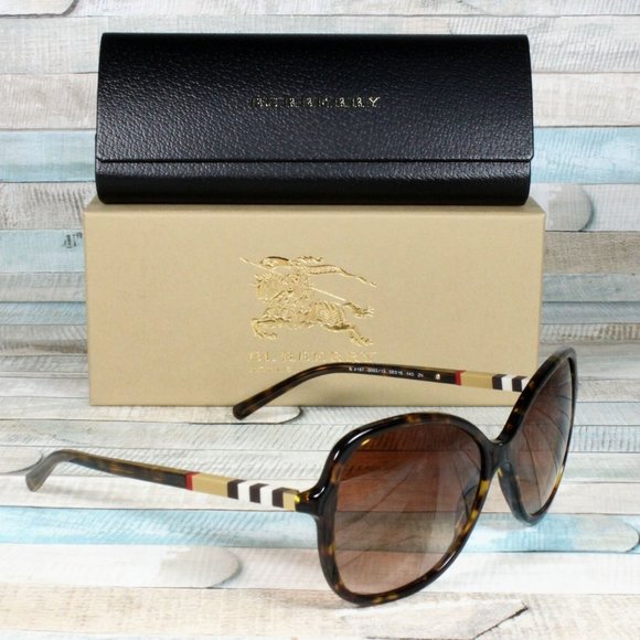 BURBERRY DARK HAVANA BROWN 58MM SUNGLASSES - Picture 2 of 3